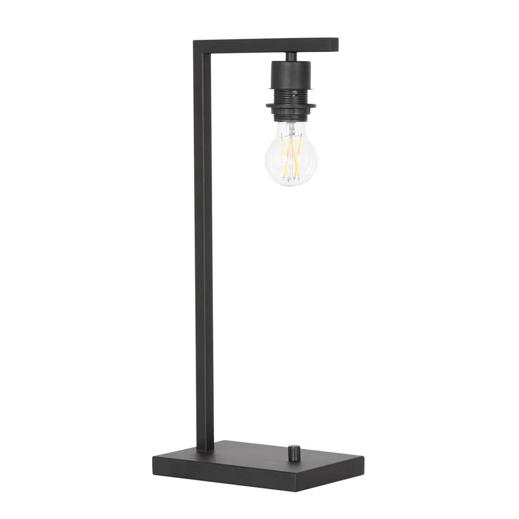Lampe de table Poteau 7122ZW Noir + Abat-jour Velours Argent | Designix - - https://designix.fr