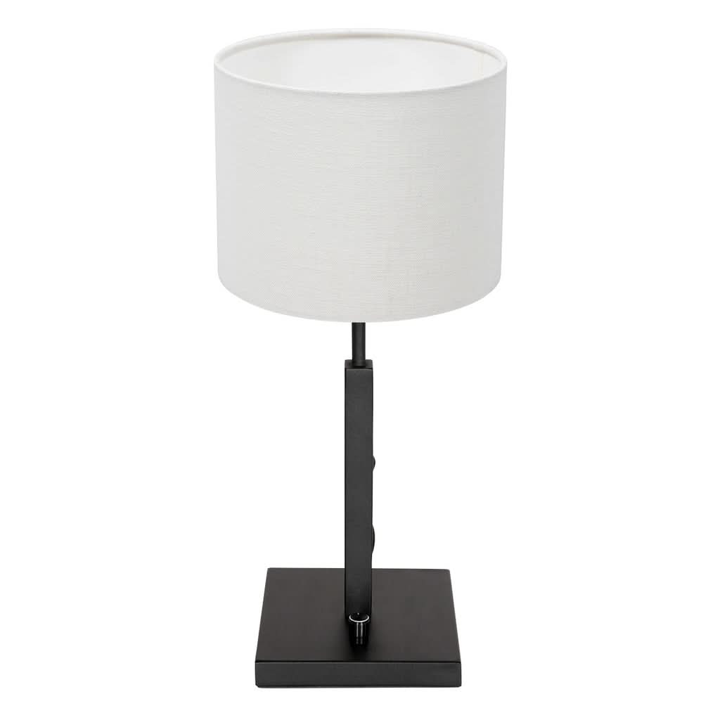 Elegant Black Lamp with White Linen