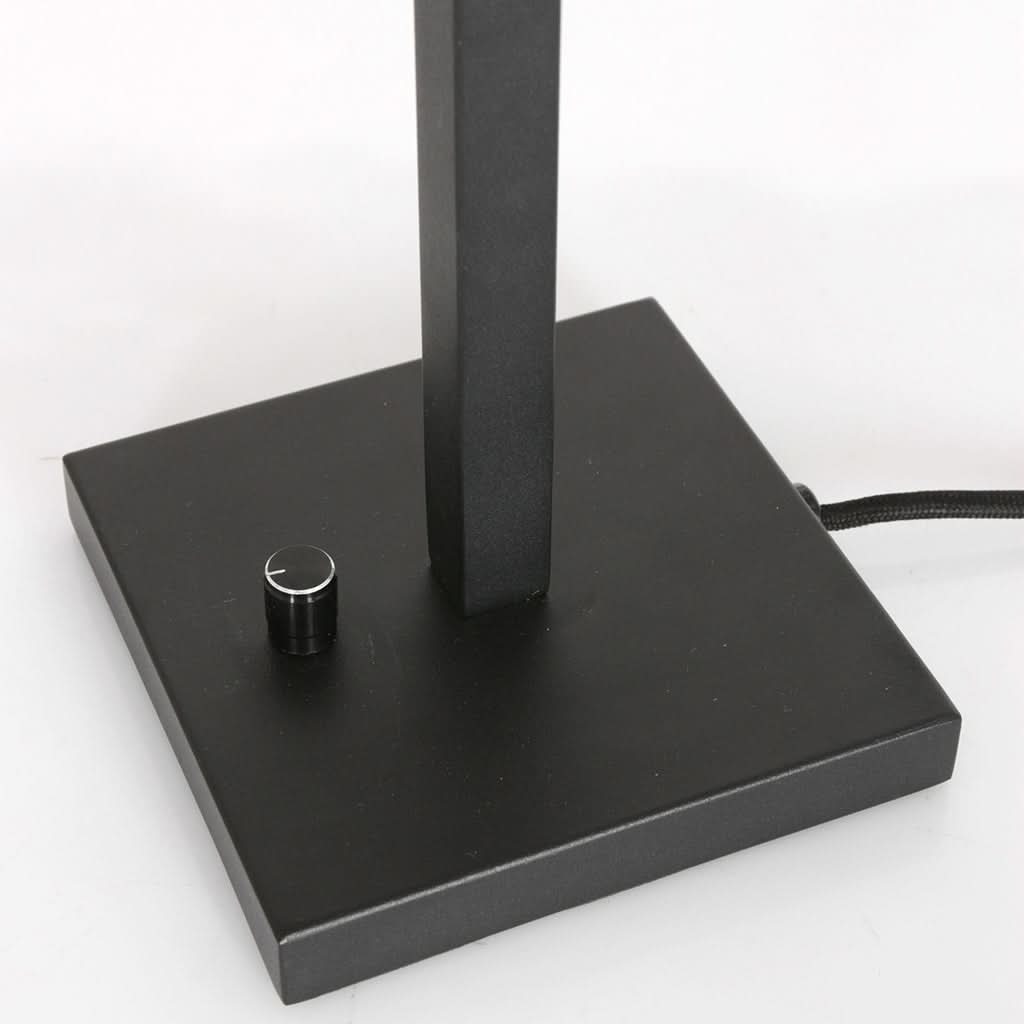Lampe de table Poteau 8161ZW Noir + Abat-jour en lin blanc | Designix - - https://designix.fr