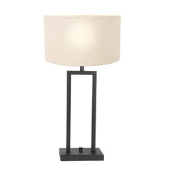 Black Metal White Linen Table Lamp