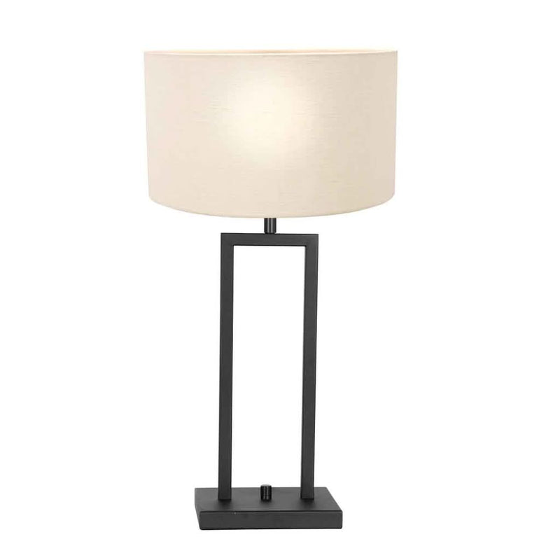 Black Metal White Linen Table Lamp
