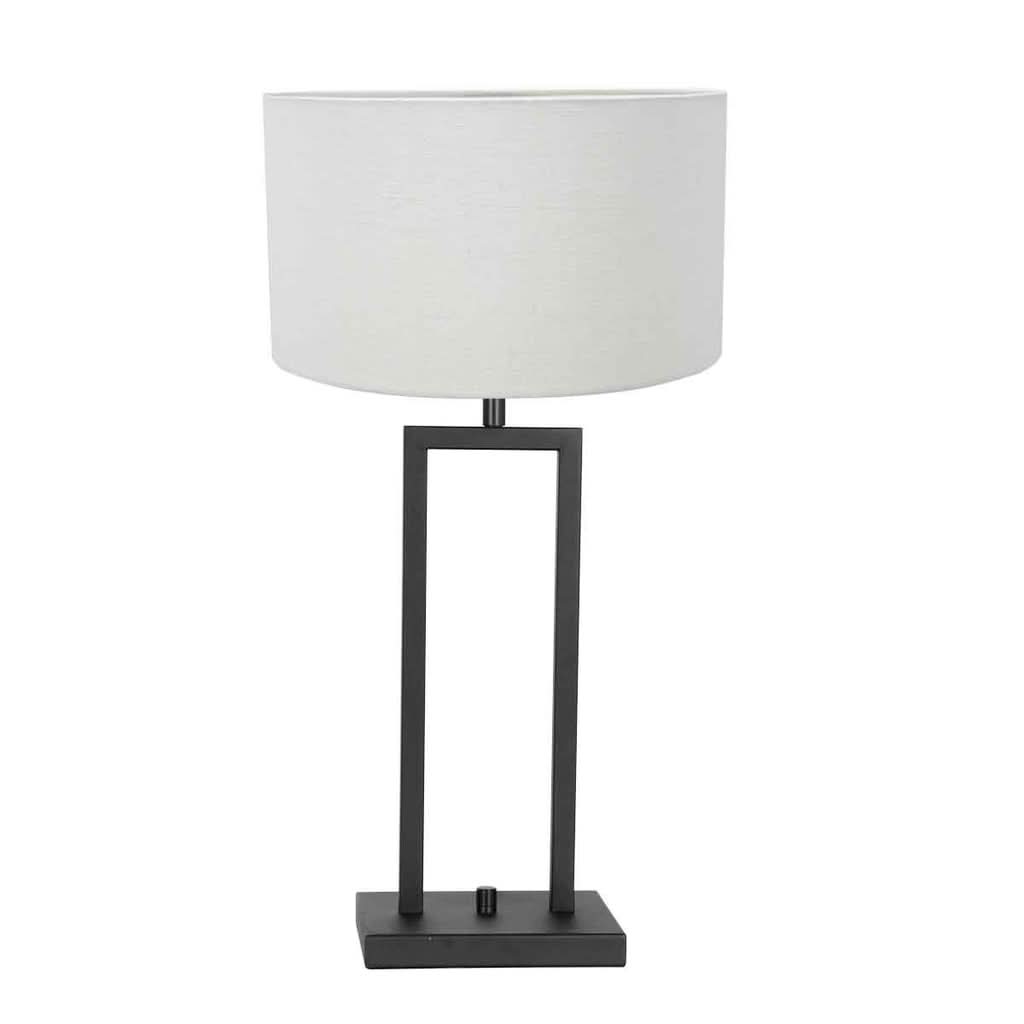 Black Metal White Linen Table Lamp