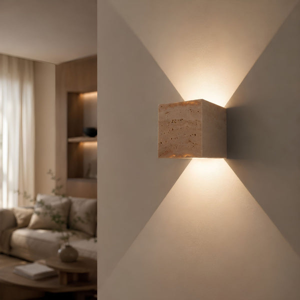 Applique murale LED Travea en travertin