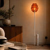 Lampadaire Echos, pied en travertin, monture blanche