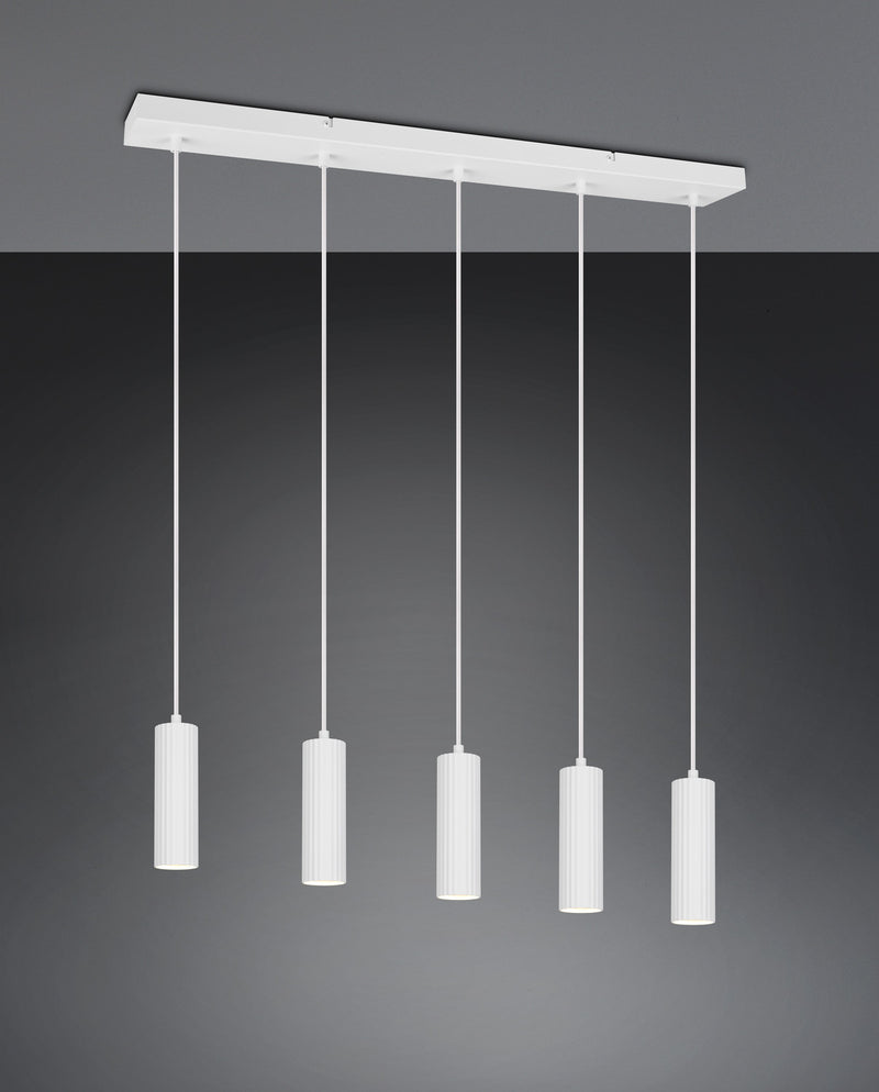 Suspension Soka 5 lumières blanche mat