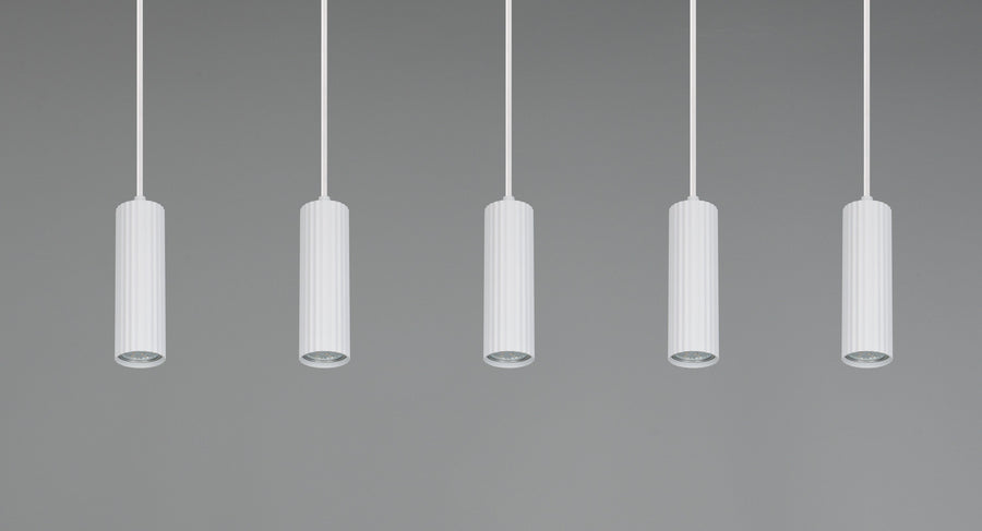 Suspension Soka 5 lumières blanche mat