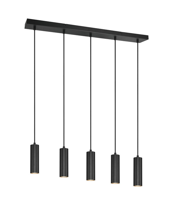 Suspension Soka 5 lumières noire mat