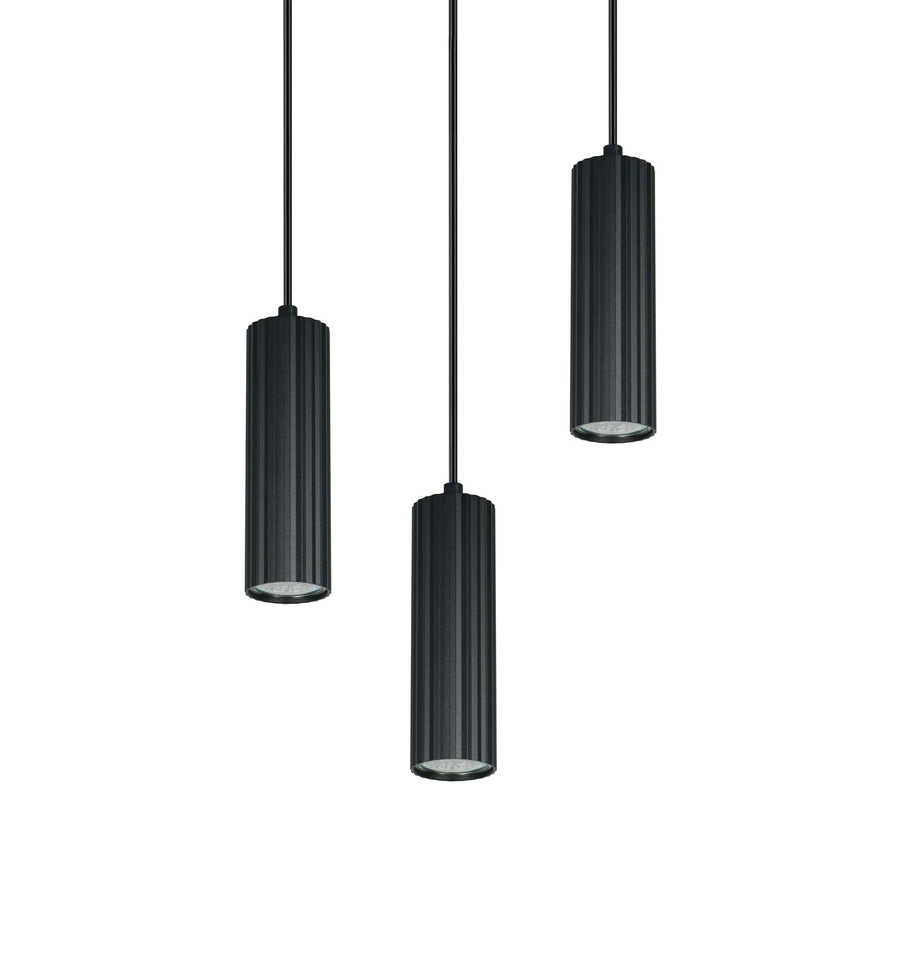 Suspension Soka 3 lumières noire mat