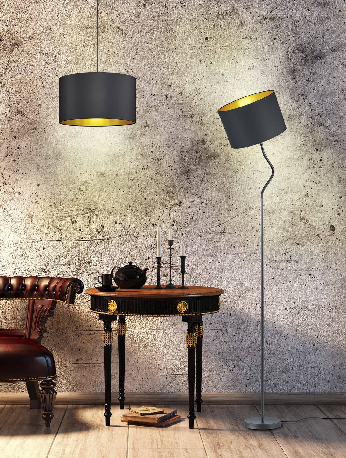 Lampadaire Hostel noir mat, L 156 cm