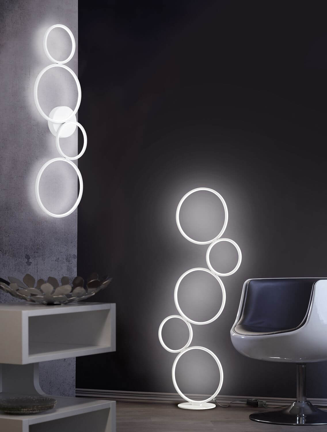 Lampadaire Rondo blanc mat
