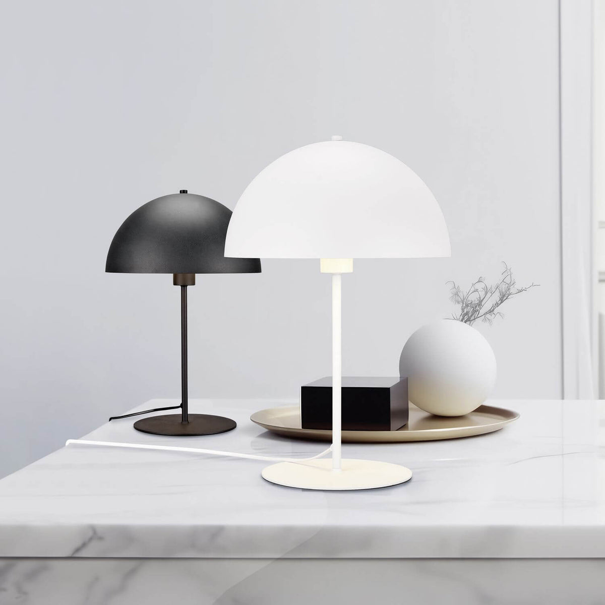 Lampe à poser Nola blanche mat, H 30,5 cm