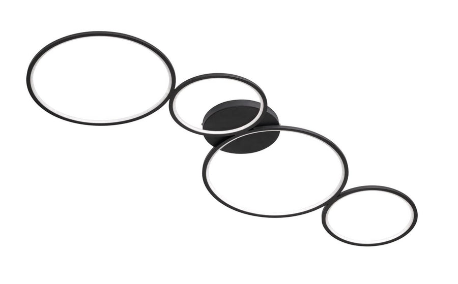 Plafonnier Rondo noir mat, L 97 cm