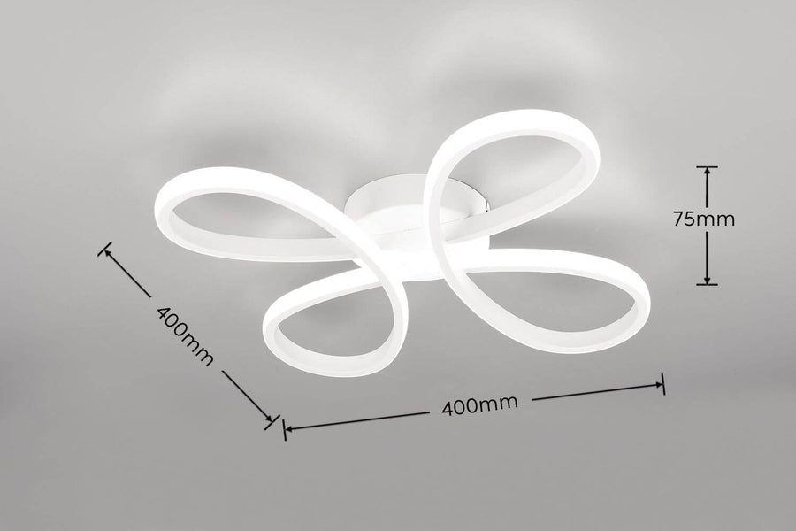 Plafonnier Fly blanc mat, L 40 cm