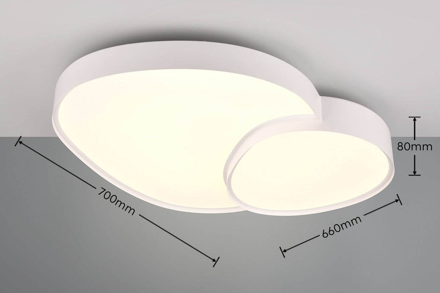 Plafonnier Rise blanc mat, L 77 cm