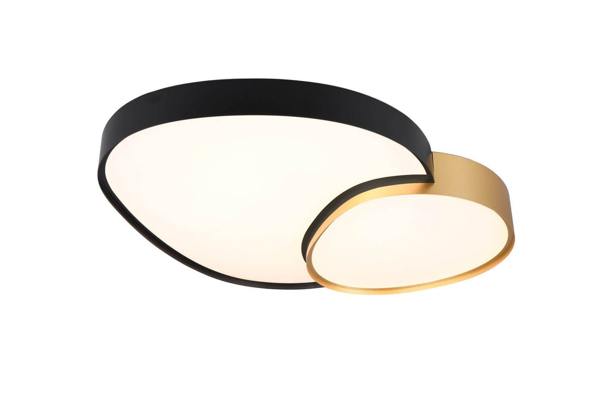 Plafonnier Rise noir et doré, L 77 cm