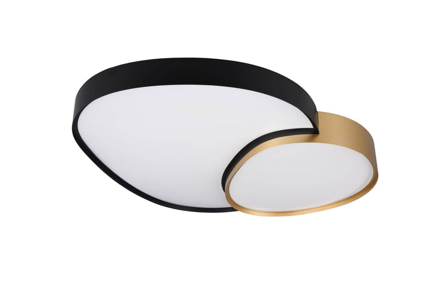 Plafonnier Rise noir et doré, L 77 cm