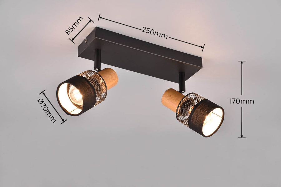 Spot Nandini 2 lumières noir mat