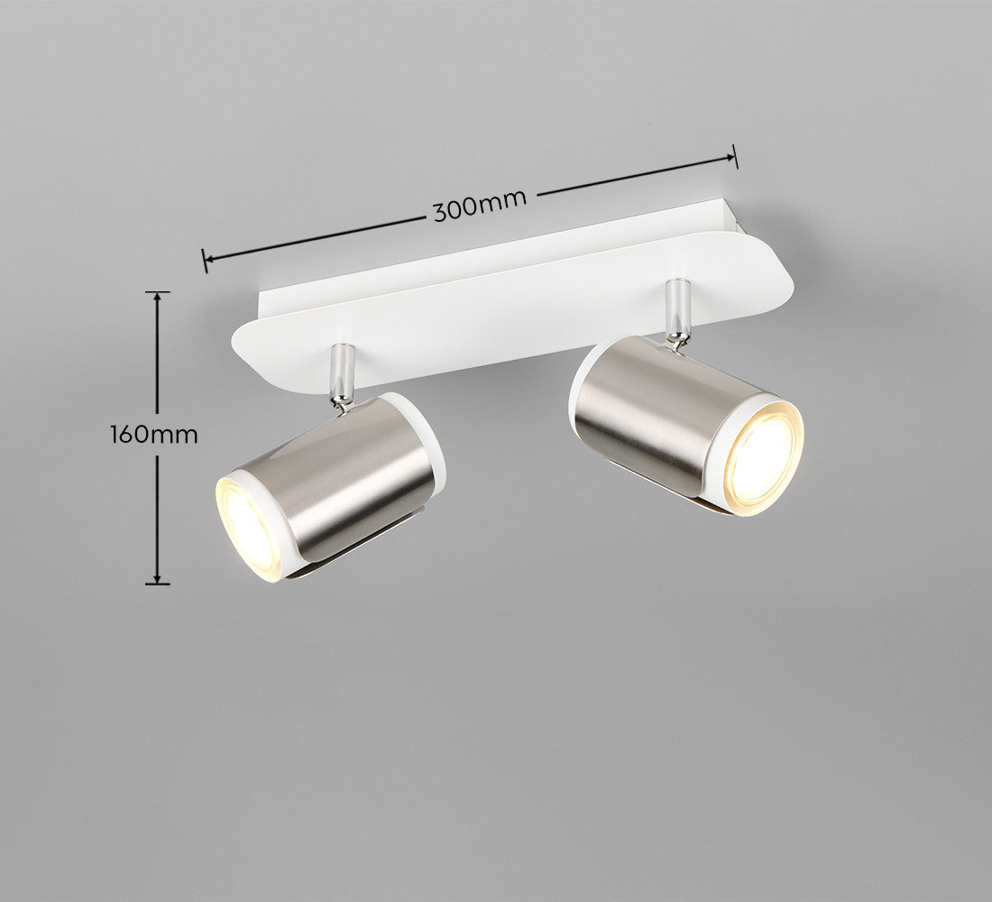 Schéma coté du spot double plafond : largeur 300 mm et hauteur 160 mm.