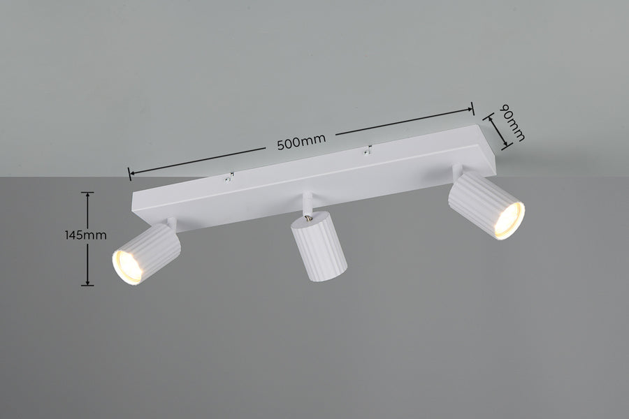 Schéma de dimensions du spot plafond avec mesures 500 mm, 90 mm et 145 mm