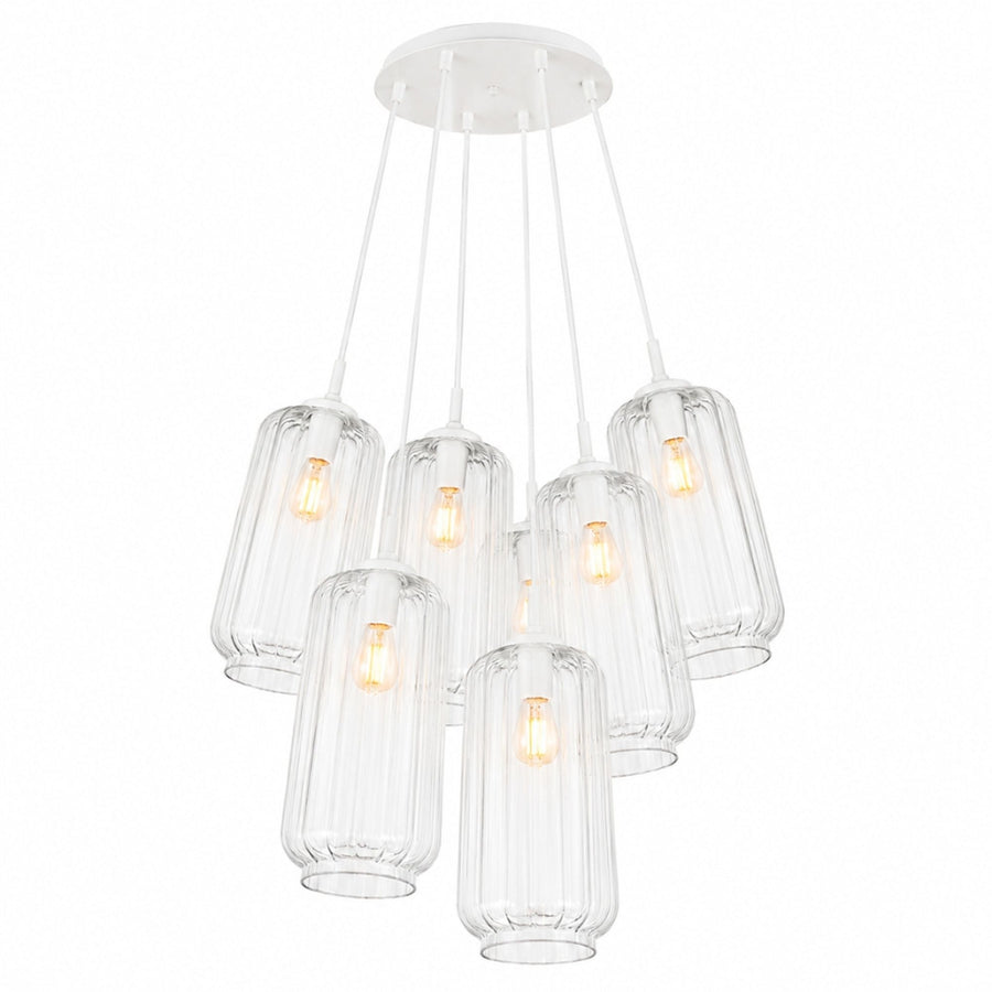 Suspension grappe Velo 7 lumières, verres Ø 18 cm
