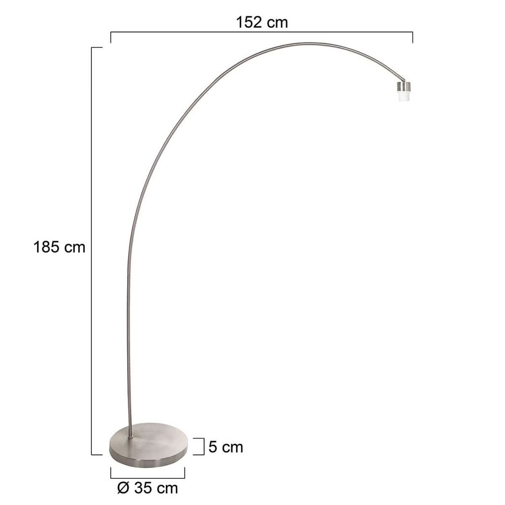 Dimensions du lampadaire acier Solva : hauteur 185 cm, base ronde Ø 35 cm