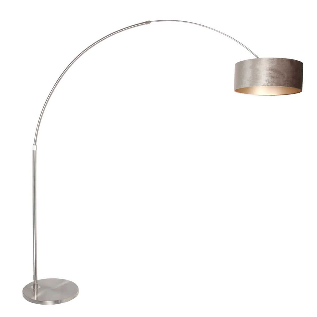 Silver Velvet Arc Floor Lamp