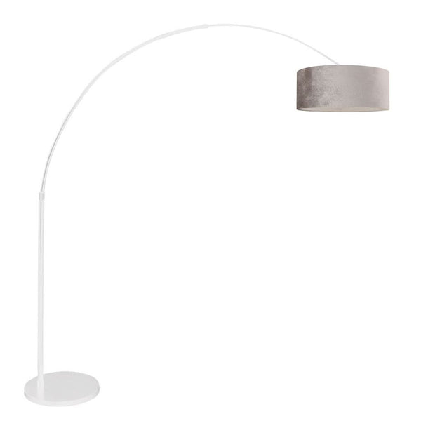 Silver Velvet Arched Floor Lamp