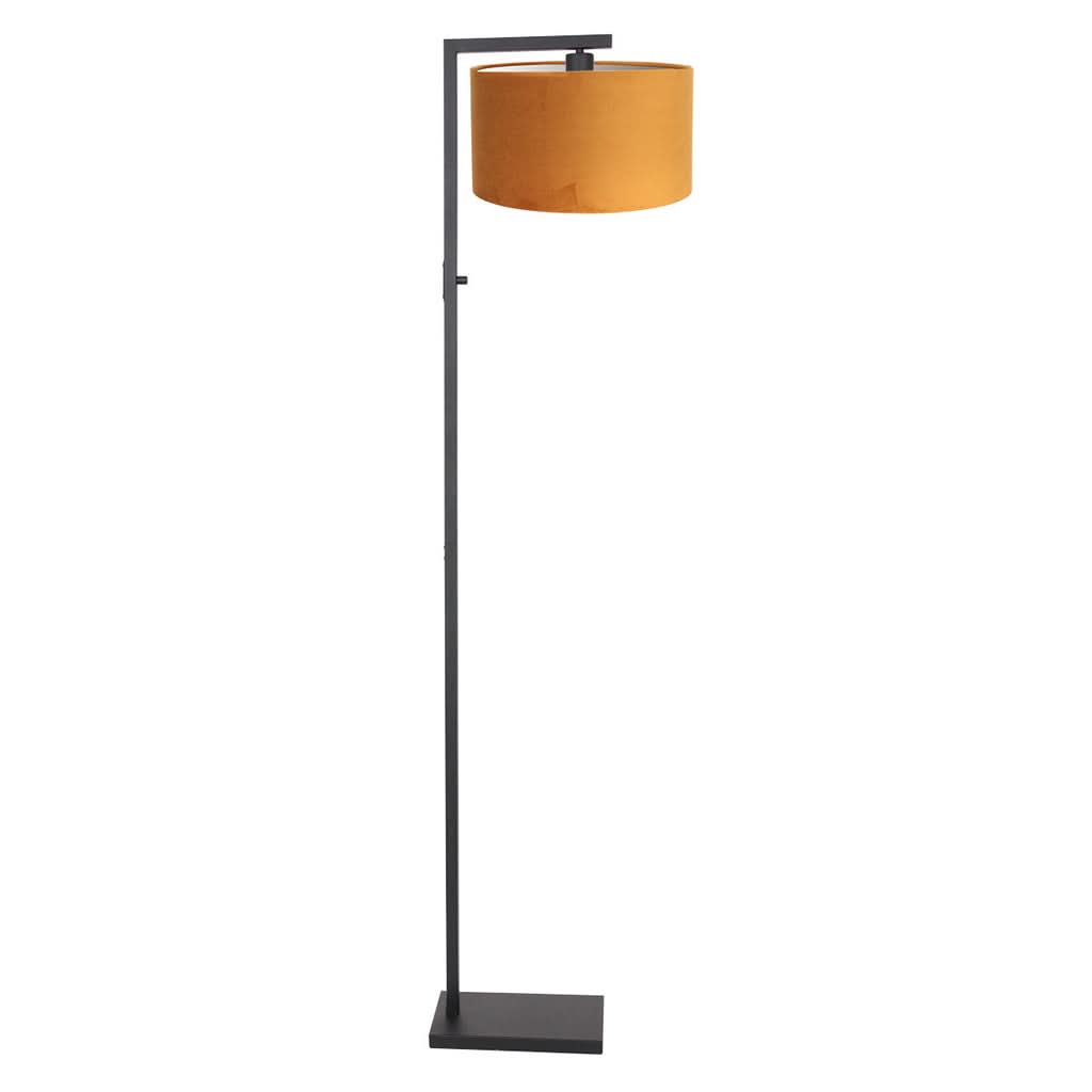 Black Velvet and Gold Floor Lamp