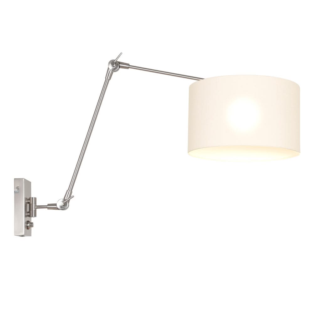 Applique murale Prestige Chic 7396ST+K7396QS en acier blanc avec abat-jour en lin. | Designix - - https://designix.fr