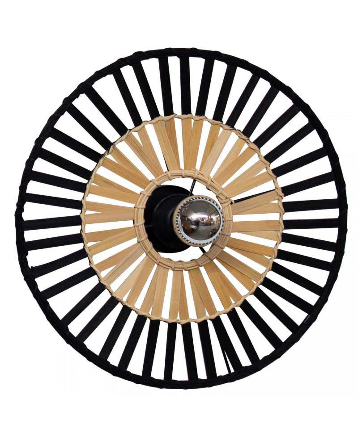 Plafonnier ZAMBELIS D400 E27 DESIGN Noir et Bambou Sans Source 19253