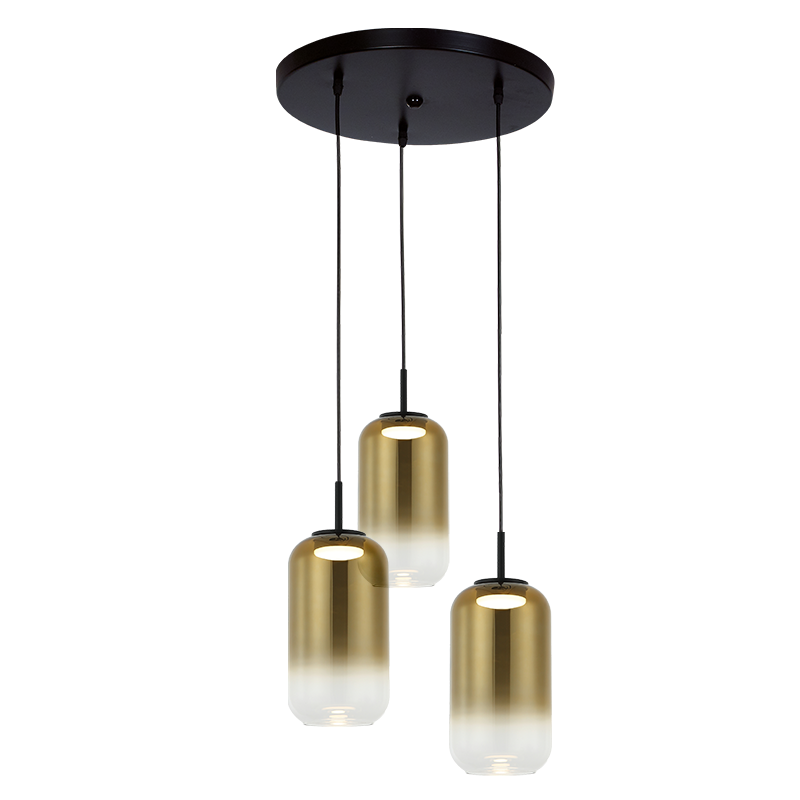 Suspension ZAMBELIS 3x12W DESIGN Noir et Dore 23231