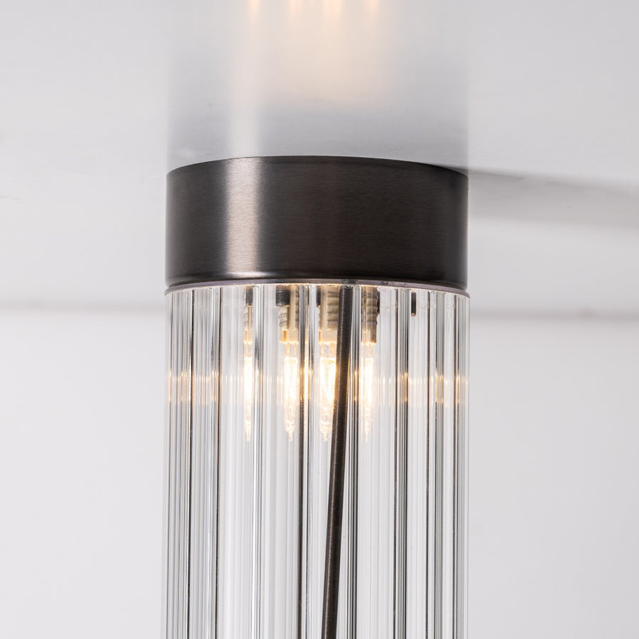 Plafonnier Aria titane brossé, verre