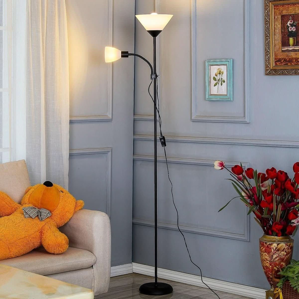 Lampadaire Design Salon | Équinoxe Élégant - Designix Lampadaire Argent