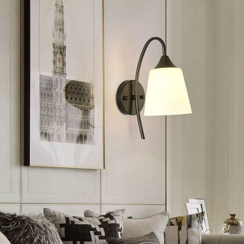 Lampe Applique Chevet Verre | Faro - Designix Applique Murale Noir | Coupe droite