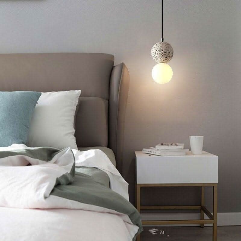 Pendentif Bois Verre Ciment | Ulmo - Designix Suspension luminaire Blanc Blanc Chaud