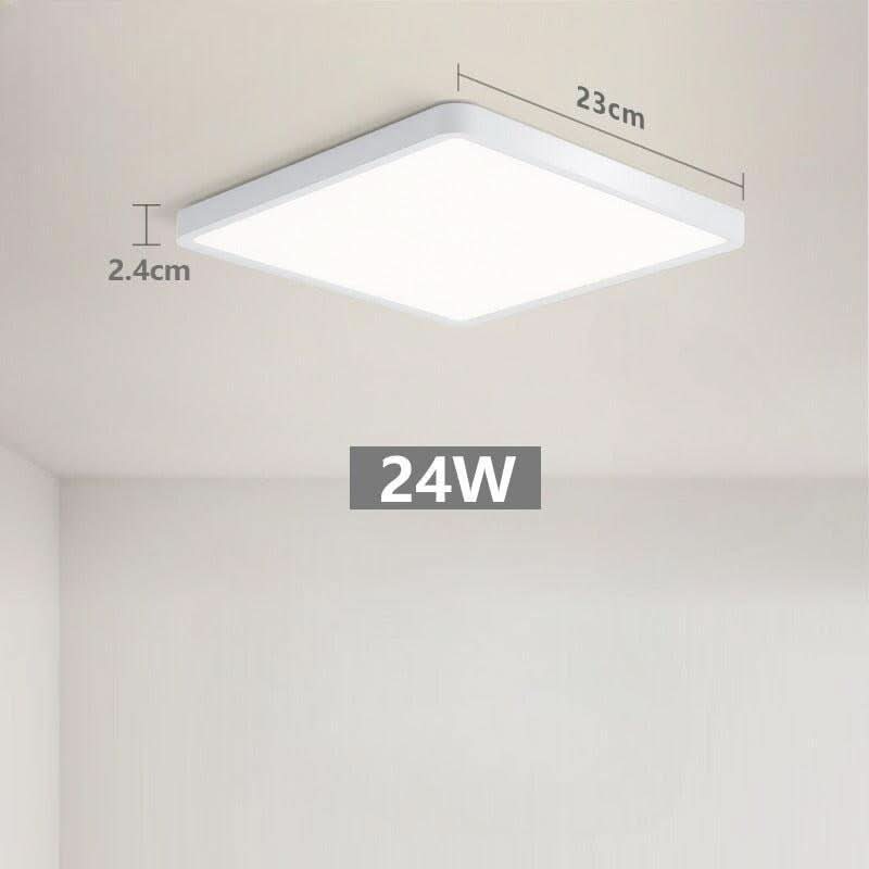Schéma du modèle blanc : 23 cm de côté, 2,4 cm d'épaisseur, 24W