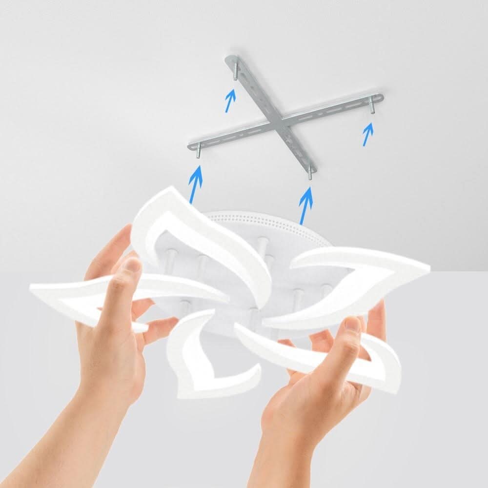 Plafonnier Pétale | Élégance Stellaire - Designix Plafonnier Blanc | 5 Pétales