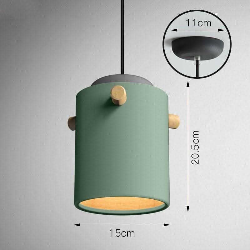 Suspension Luminaire en Bois | Harmonie Envoûtante - Designix Suspension luminaire 15 cm | Vert